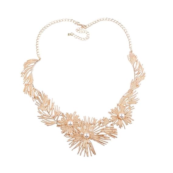 XJYA Metallhalsband Halskette, Legierung Perlen Kurze Silber Gold Damen Halsband Halskette,Gold