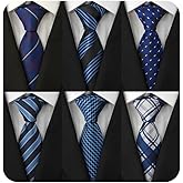 Adulove Men's Necktie Classic Silk Tie Woven Jacquard Neck Ties 6 PCS