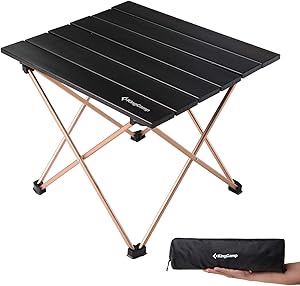 KingCamp Ultralight Compact Sturdy Aluminum Folding Table, for Camping, Beach, Picnic, Garden, Home, Easy to Carry and Install, Large and Small Size