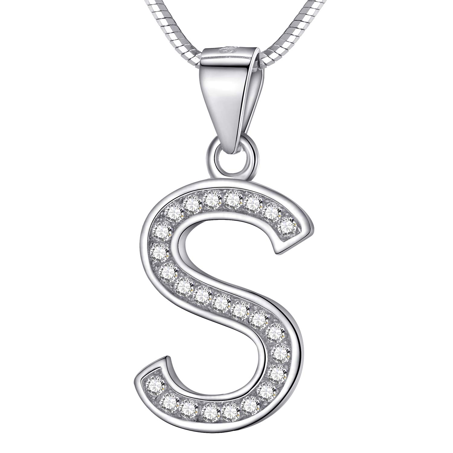 Morella Women's Letter Necklace Necklace and Pendant Letter S - 925 Sterling Silver Rhodium Plated – 45 cm Long — image 1