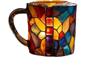 3D Painted Book Coffee Mug, Book Mug Stained Glass, 11 Oz Novelty Stained Glass Stacked Books Coffee Cup, for Women Men Home 