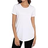 Smile Fish Women Crewneck Loose Fit Tunic Tops Short Sleeve Dressy Casual Summer Long Tee Shirts