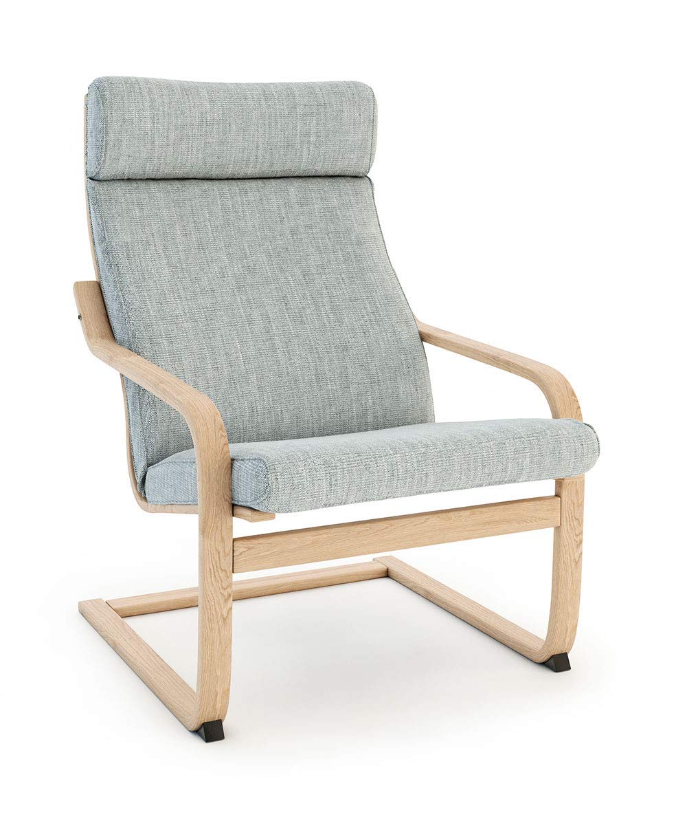 Vinylla Armchair Replacement Cover Made for Ikea Poang Chair (Cushion Design 3, Polyester - Light Grey)