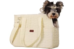 Patazone Small Dog Bag Puppy Purse Carrier for Adult Cat Rabbits Bunny Carriers Large Cat,with Multiple Pockets,Breathable Mesh,Traveling Pets Tote Picnic Outdoor 15lb (Beige2, Large)