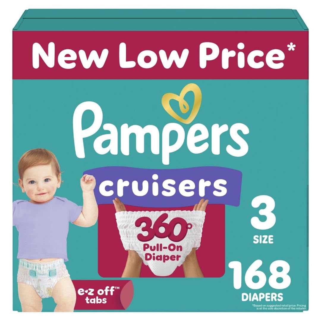 Photo 1 of Pampers Diapers - Cruisers 360 - Size 3, 136 Count, Babyproof up to 100% Leakproof Pull-On Diaper