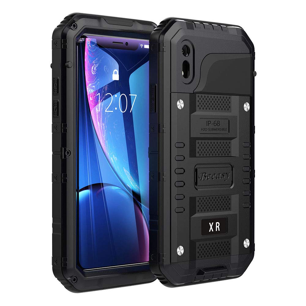 Beeasy Case for iPhone XR,Waterproof Shockproof Tough Heavy Duty Metal Defender Cover with Built-in Screen Military Grade Protective,Drop Proof Rugged Hybrid Outdoor Sport Protection,Black — image 1