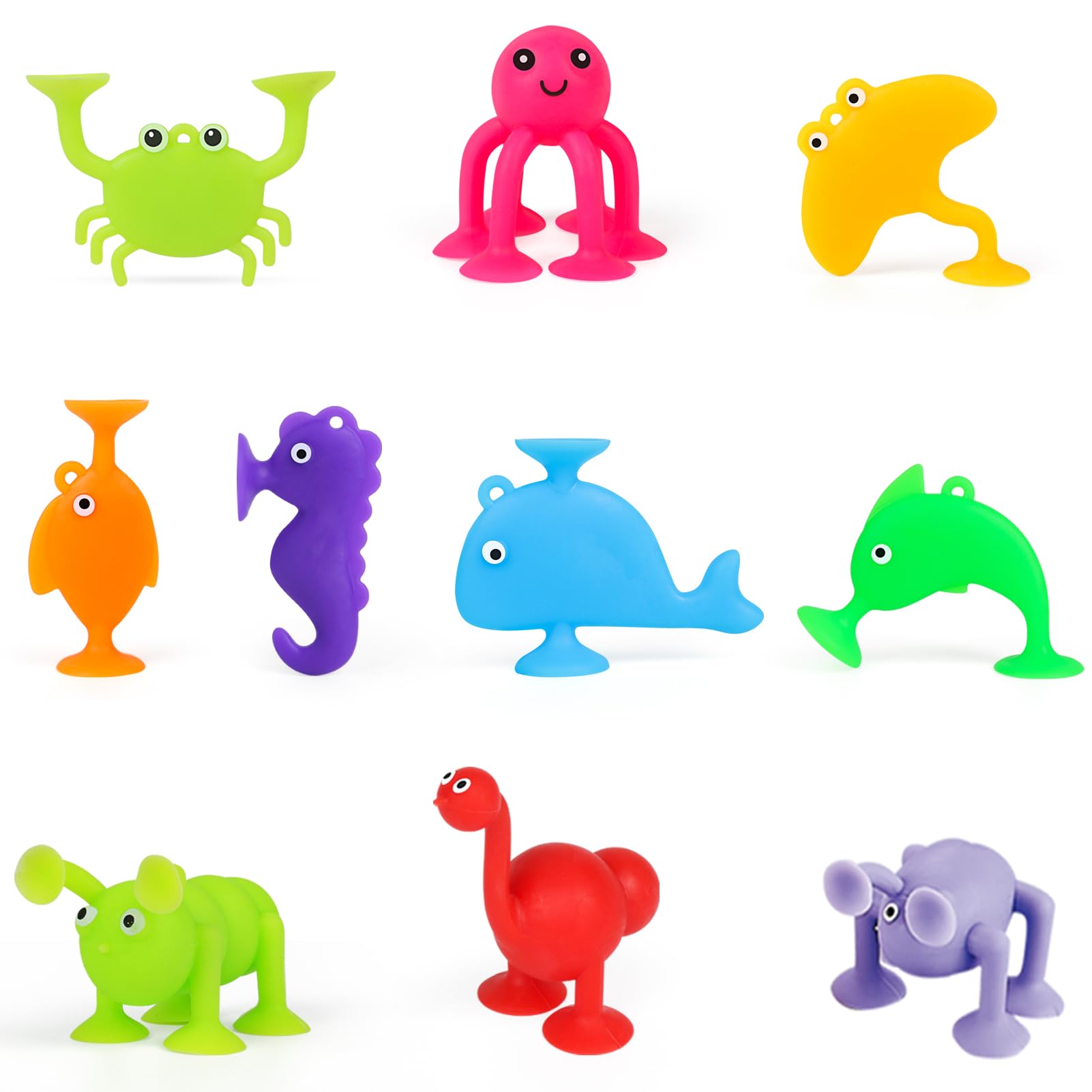 ZHUOYOU Suction Toys, 24 Pcs Silicone Building Toys for 3 Year Old, Window Travel Sensory Sucker Toys with Dinosaur Eggshell, Stress Relief Fidget Bathtub Toy, Birthday Gifts for Boy Girl Age 4 5 6