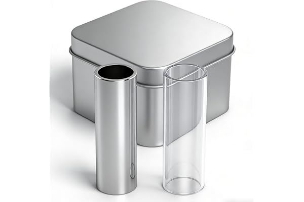 Pinkmoli Guitar Slide Set – 2-Piece Glass & Stainless Steel Slide for Guitar & Bass, Medium Tone Bar, Smooth Sustain and Clear Slide Sound