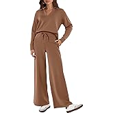 Glamaker Women's 2 Piece Sets Outfits Casual Long Sleeve Sweatsuits Polo Top and Wide Leg Pants Matching Sets