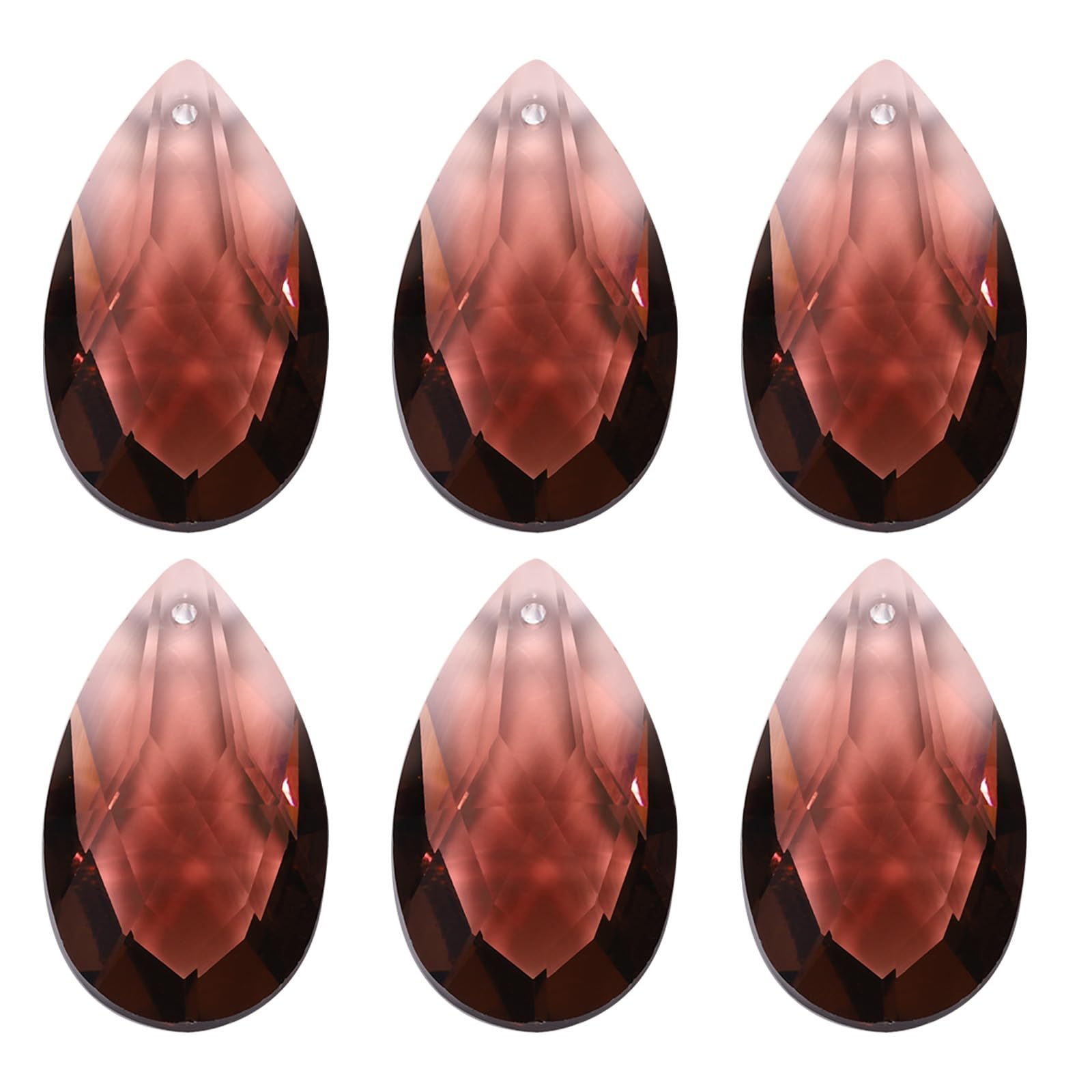 PATIKIL K9 Crystal Pendants Teardrop Beads, 6 Pack 38mm Chandelier Prisms DIY Dark Brown — image 1