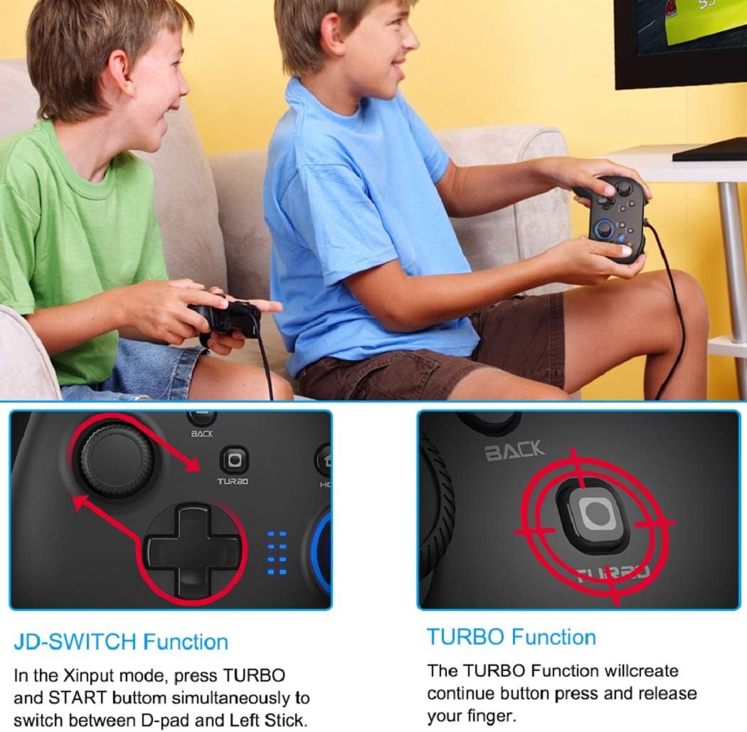 HIRIFULL Wired Gaming Controller, Gamepad with Dual- Joystick, Vibration Motors, 6.5 feet USB Cable, Compatible with PC Windows, PS3, Android TV Box, Nintendo Switch: Computers & Accessories