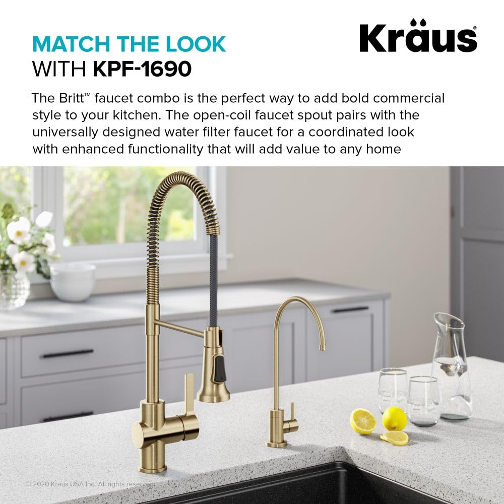 KRAUS Purita 100% Lead-Free Kitchen Water Filter Faucet in Spot Free Antique Champagne Bronze, FF-100SFACB