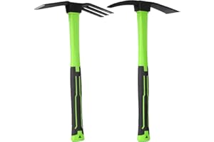 YoFeW 2pcs Garden Hoe and Cultivator Hand Rake Durable and Comfortable Handle Garden Tool Pick Axes for Digging Mattock
