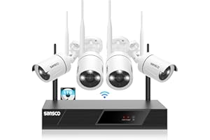[Audio Recording] SANSCO Wireless Security Camera System 1TB Hard Disk, 2K 8CH NVR 4X3MP WiFi Outdoor/Indoor Waterproof Cameras with Mic, No Monthly Fee, Night Vision, Motion Alert, Remote Access