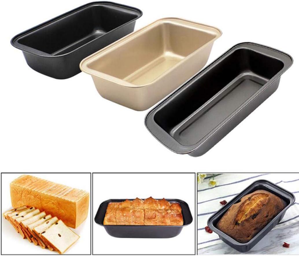 Bakeware Bread and Meat Loaf Pan Set, Toast Bread Mold Rectangle Cake Mold Carbon Steel Loaf Pastry Baking Bakeware DIY Non Stick Pan Baking Supplies (Gold)