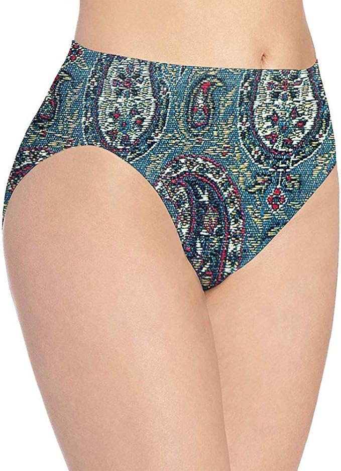 Slip de Bikini Cool Bleu Paisley Underwear pour Femmes Slip Hipster, L