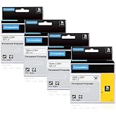 Permanent Polyester Labels 1/2" Black Print on White Tape | Replacement for Dymo Rhino 18483 Industrial Label Tape 12mm Compatible with Dymo Rhino 4200 5200 5000 6000 Label Maker