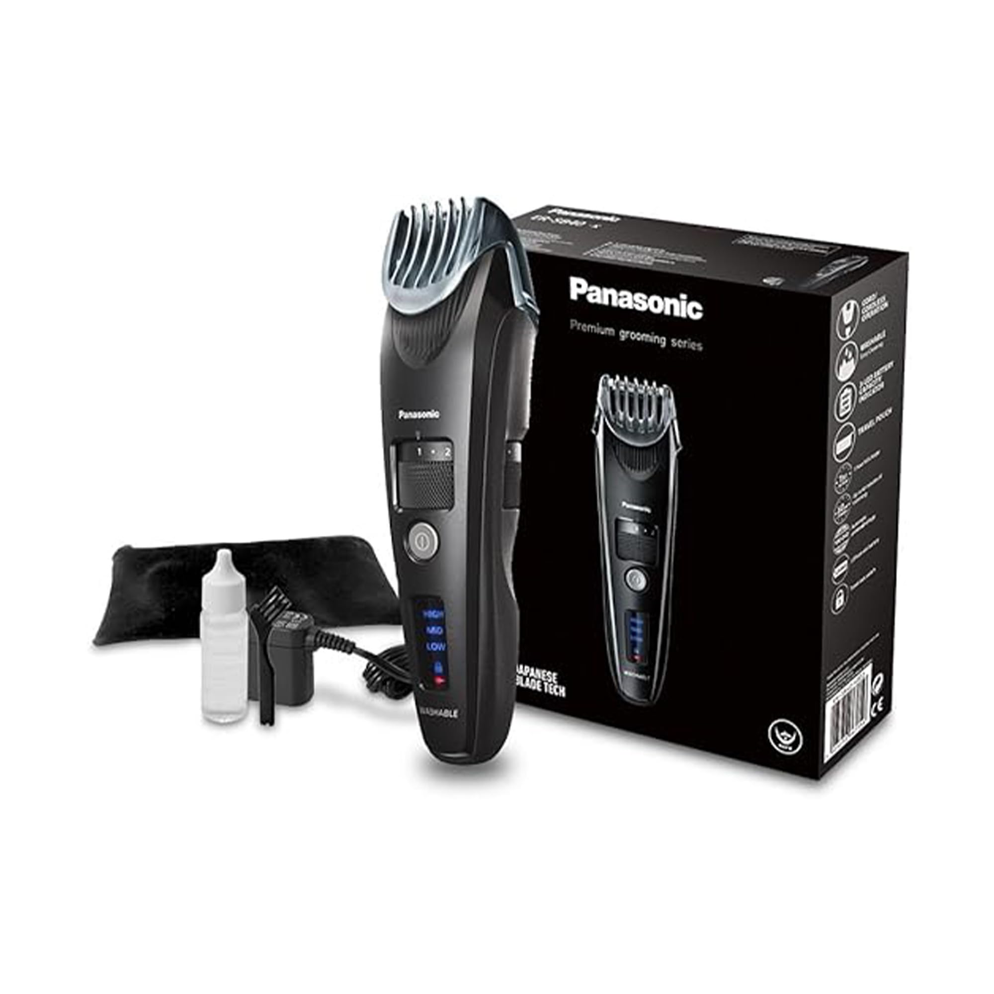 Panasonic ER-SB40 Wet & Dry Electric Beard Trimmer for Men with 20 Cutting Lengths, UK 3 Pin Plug