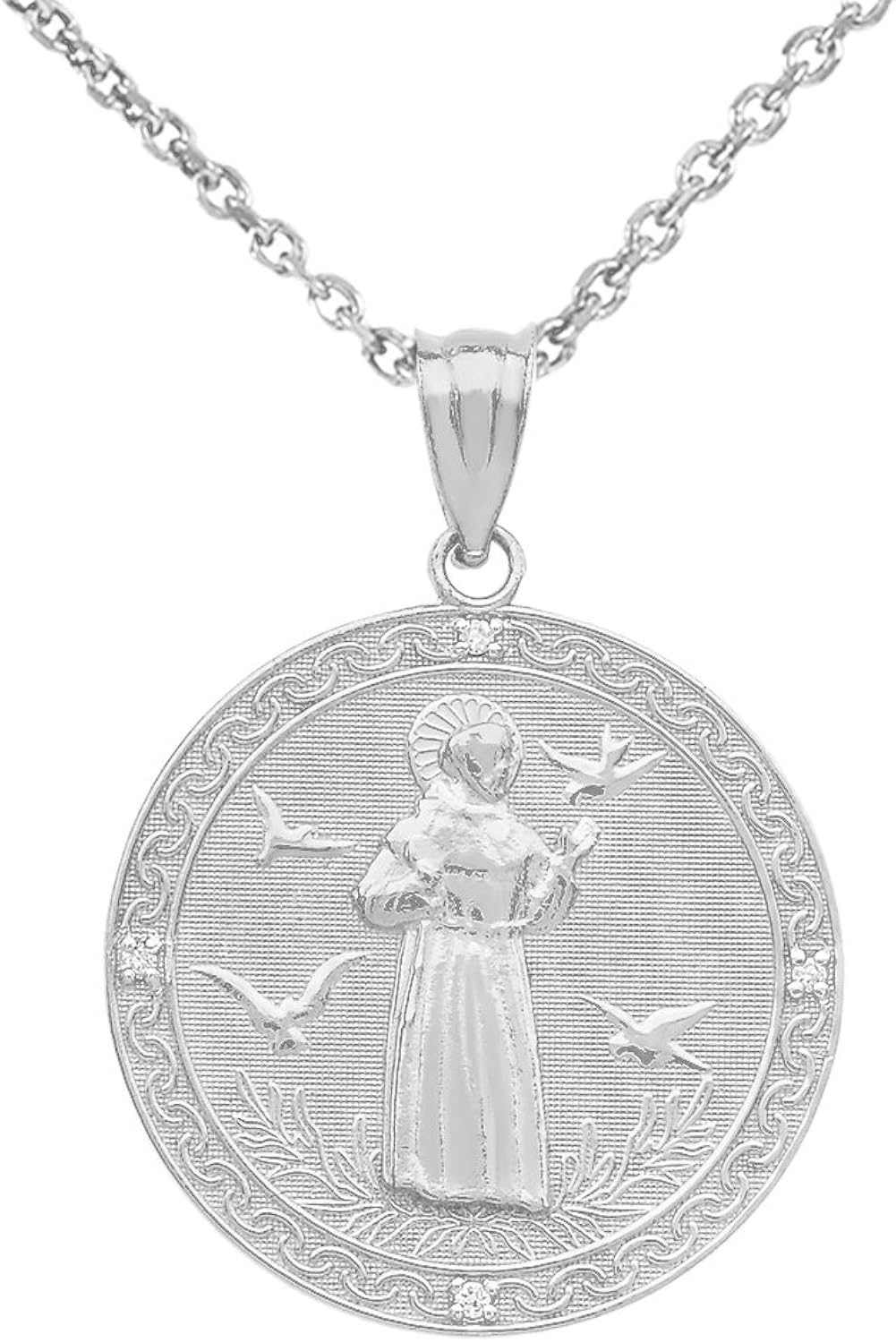 Saint Collection Argent sterling 925 Argent sterling Forme ronde Blanc Oxyde de Zirconium
