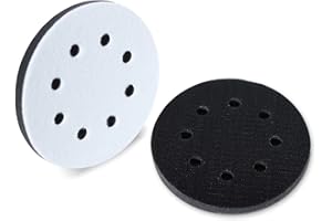 DIVSEA 2 Pack Orbital Sander Pads, 8 Holes Hook and Loop Soft Sponge Cushion Interface Buffer Pad 5-Inch
