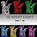 Dinosaur Night Light Kids Toys, Dimmable 3D LED Lamp Nightlight,16 Colors Smart Touch& Updated Remote Control, Dinosaur Toys Birthday Party Christmas Gifts for 2 3 4 5 6+ Years Old Girls Boys