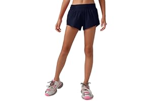 MCEDAR Girls Athletic Shorts with Liner, Quick-Dry Lightweight Active Workout Sports Running Shorts with Zip Pocket