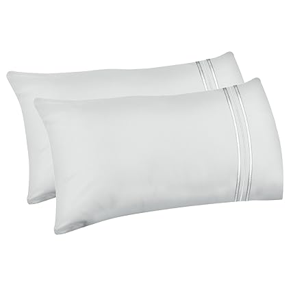 Livecomfort 2 Pack Pillow Cases Queen Size Soft Brushed
