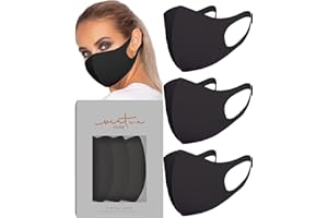 VIRTUE CODE Grayscale in Black Cloth Face Mask for Adults Pack. 3 Loungewear Masks Washable Fabric – Black Face Mask Reusable
