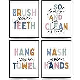 ETVISO Kid Bathroom Decor,Nursery Wall Art Prints,Funny Bathroom Wash Your Hands Signs Prints,8x10 Inch Set Of 4 Unframed