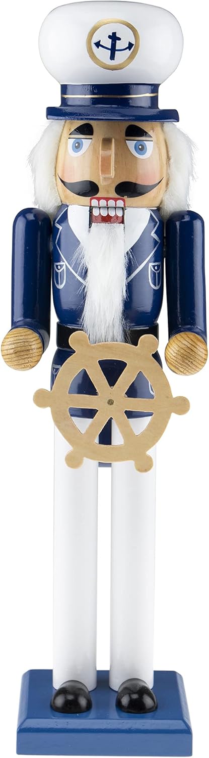 Nutcrackers - Clever Creations Captain 15 Inch Traditional Wooden Nutcracker, Festive Christmas Décor for Shelves and Tables