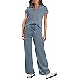Glamaker Womens 2 Piece Summer Outfit Lounge Set Cap Sleeve Polo Top And Pant Set Tracksuit Travel Matching Outfit 2025