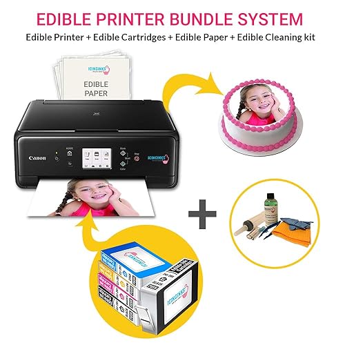 Icinginks Latest Edible Printer, Cleaning Kit, Edible Cartridges, 50 Sheets, Birthday Cupcake