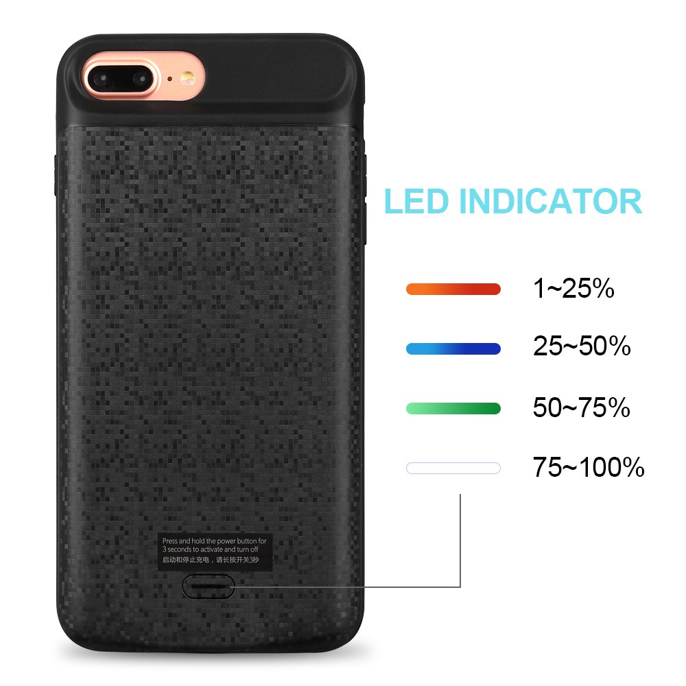 Mbuynow Iphone Charger Case Battery Case Iphone 6 plus / 7plus / 8 plus / 3700mah 5.5 Inch Slim External Charger Case Rechargeable Portable Iphone Battery Case