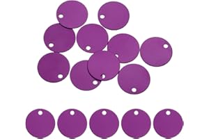 MECCANIXITY Metal Stamping Tags,1 Inch Round Purple Aluminum Stamping Blanks for Necklace Bracelet Dog Pet ID Jewelry Making 