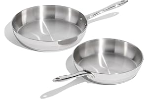 Lagostina Moderna 2-Piece Stainless Steel frypan Set (26cm/10in & 30cm/12in), Commercial Capsule Base, Induction Ready, Dishw