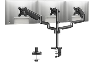 MOUNTUP Triple Monitor Stand Mount - 3 Monitor Desk Mount for Computer Screens Up to 27 inch, Triple Monitor Arm with Gas Spring, Heavy Duty Monitor Stand, Each Arm Holds Up to 19.8 lbs, MU0006