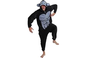 Bioworld Kigurumi Gorilla Adult Cosplay Onesie Costume Union Suit With Cuffs And Hood