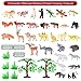 Plastic Animal Figures for Toddlers Kids, Glonova 54 Pcs Mini Jungle Animals Toys Set