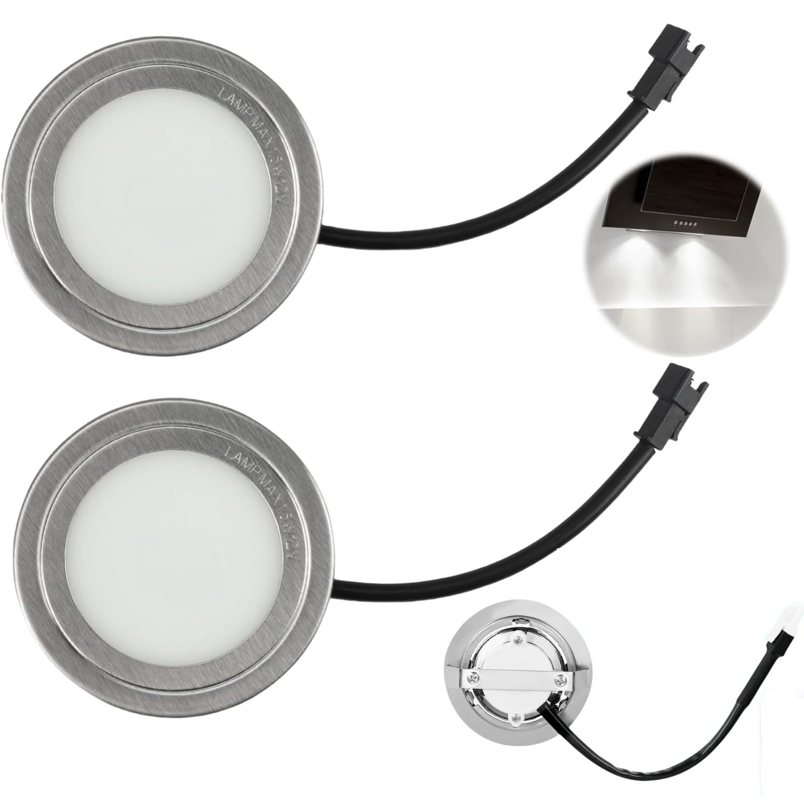 2pcs Range Hood Light Bulb,Cooker Hood Light Bulbs Cool White,DC 12V Range Ho/od Lig/ht,Stain/less Steel Ra/nge Ho/od LED Li/ght,Replacement Recessed Kitchen Ra/nge Ho/od Li/ght Bu/lb,Cooker Ho/od