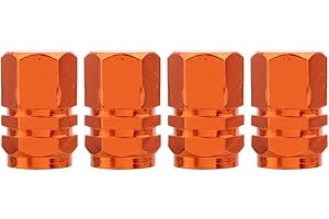 TOMALL Orange Hexagon Style Wheel Tyre Valve Stem Caps Compatible with SUV 4WD Rims Dust Cover