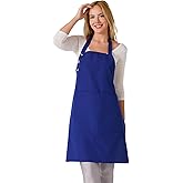 TOSHE Kitchen Apron Waterdrop Resistant Cotton Apron with adjustable Aprons for Women with Pockets 10 Color option Cooking Blue Apron (Navy Blue)