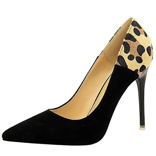 10 CM femenin Women's Pointed-Toe Stiletto Slip-On Leopard-Print Court Shoes