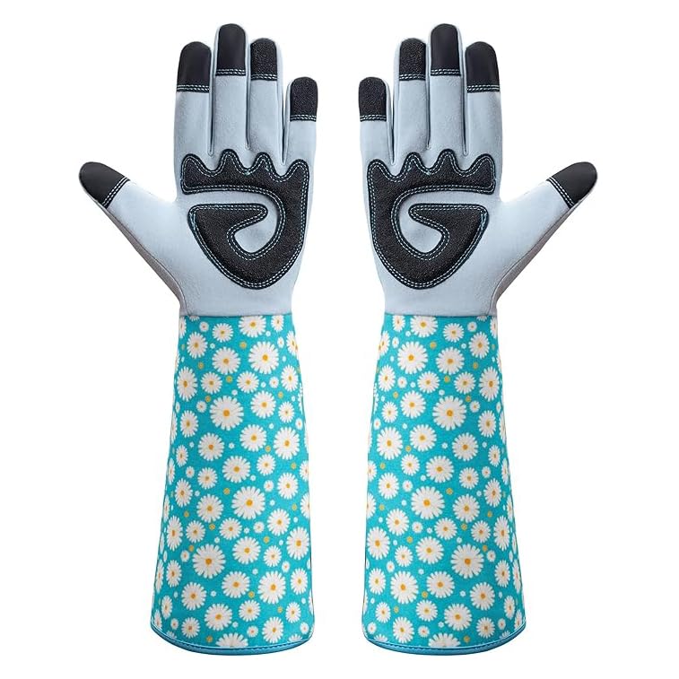 Photo 1 of PLAXIARY Women Long Gardening Gloves for Garden Work Long Forearm Gauntlet for Yard, Garden and Outdoor Work, Medium Size