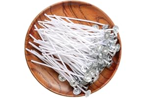 100 Piece Natural Candle Wick, Low Smoke 6" Pre-Waxed & 100% Natural Cotton Core,for Candle Making,Candle DIY