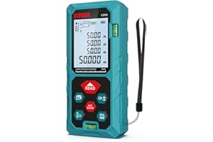 Kiprim Laser Distance Measure 165ftwith 2 Bubble Levels,M/in/Ft Unit Switching Backlit LCD,99 Sets Data Storage and Pythagorean Mode, Measure Distance, Area and Volume Kiprim LD50
