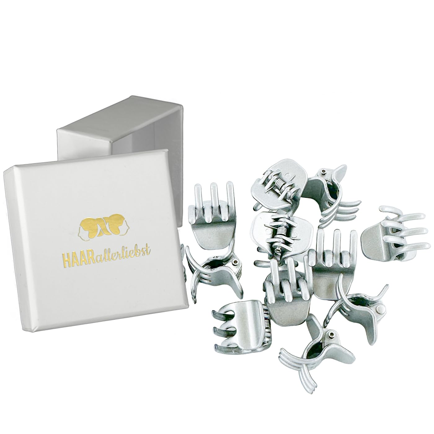 HAARallerliebst® Orchid Small Hair Clips, 2 cm, Silver Mini Hair Clips in Box, Small Hair Clip, Hair Clips, Hair Accessories, Small Clips for Girls and Women
