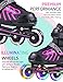 2PM SPORTS Brice Pink Adjustable Illuminating Inline Skates with Full Light Up LED Wheels, Fun Flashing Roller Skates for Kids Girls and Boys - Pink M