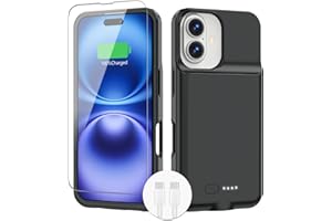 ZENEE for iPhone 16/16e Battery Case（6.1inch）,【2025 New】 15W Fast & Ultra-Slim 8500mAh Portable Rechargeable Charger Case Cover for iPhone 16/16e Charging Case-Black