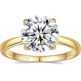 Elio Passero Moissanite Engagement Rings for Women,Promise Rings 925 Sterling Silver with 18K Yellow/White Gold Plated,D Color VVS1 Wedding Band Moissanite Ring 0.5/1/1.5/2/3/4CT