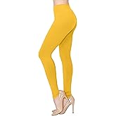 ALWAYS Leggings Women High Waist - Premium Buttery Soft Yoga Workout Stretch Solid Pants Mustard Plus,Junior Plus Size (XL-2XL)